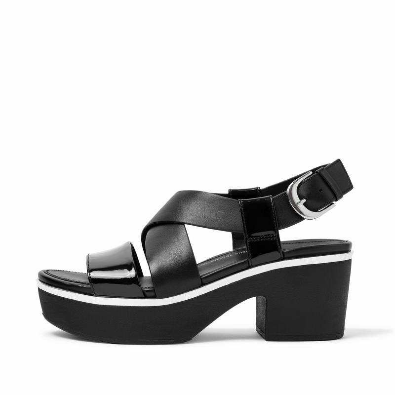 FitFlop Pilar Patent Leder Schwarz - FitFlop Plateausandalen Damen Sale [UMCY-63427]